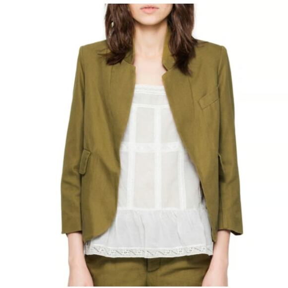 Zadig & Voltaire Womens Top Olive Green Verys Officier Notched Blazer Size 40 L - Picture 1 of 10
